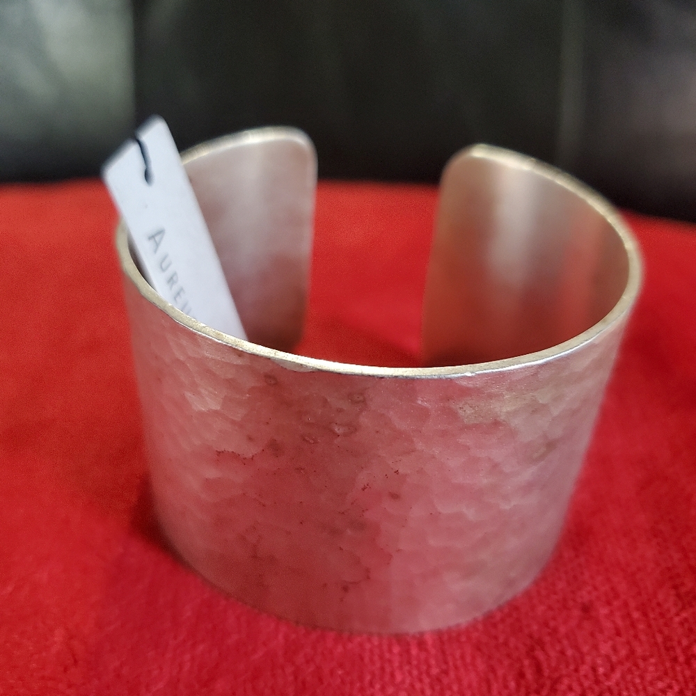 NWT Banana Republic Aureus & Argent Silver Cuff Wide Hammered Statement Bracelet